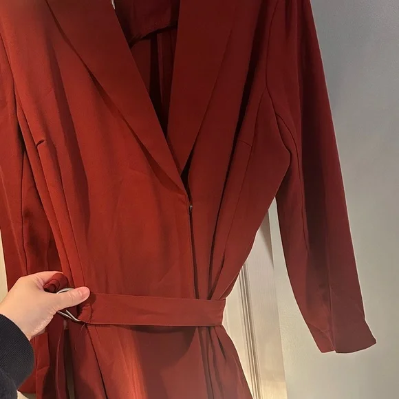 Rust Red Dress with Belt - Picture 3 of 3